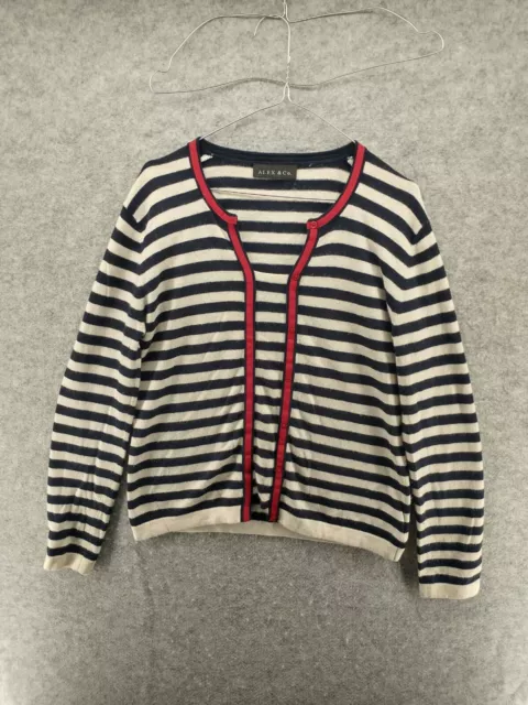 Alex & Co Womens UK 14 Navy Blue Striped Knit Jumper Wool Angora Blend LS EUR 40