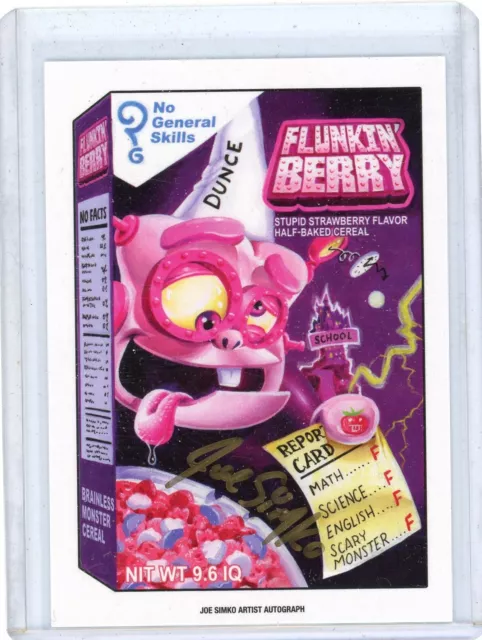 JOE SIMKO 2017 TOPPS WACKY PACKAGES "FLUNKIN BERRY" Autograph AUTO CARD 17/25