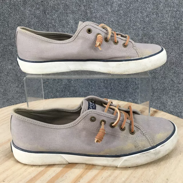 Sperry Top Sider Shoes Womens 9 M Pier View Low Top Sneakers Gray Canvas Lace Up