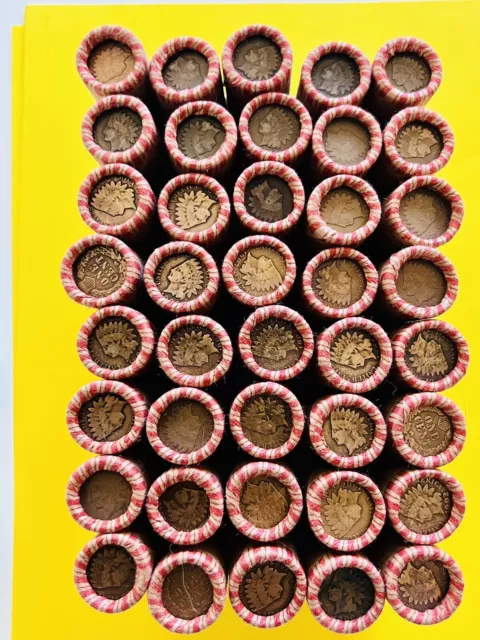 UnSearched US 1909-1958 Wheat Penny Roll (50 coins) Plus 1 Indian Head Cent Coin