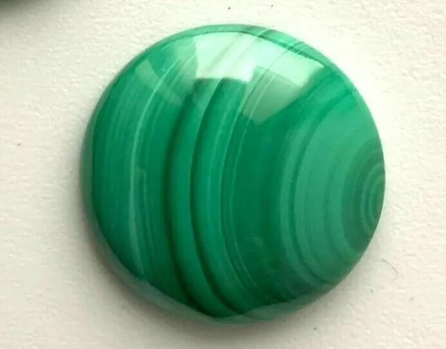 6 All Natural Malachite Cabs - 20mm Round- Vintage Stock - Nicely Polished