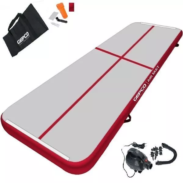 3M Tapis de Gymnastique Air Piste Mat Tumbling Gonflable Blanc/Rouge