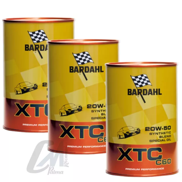 3 Litri Olio Motore Auto Bardahl 20W50 Xtc C60 Premium Performance Sintetico