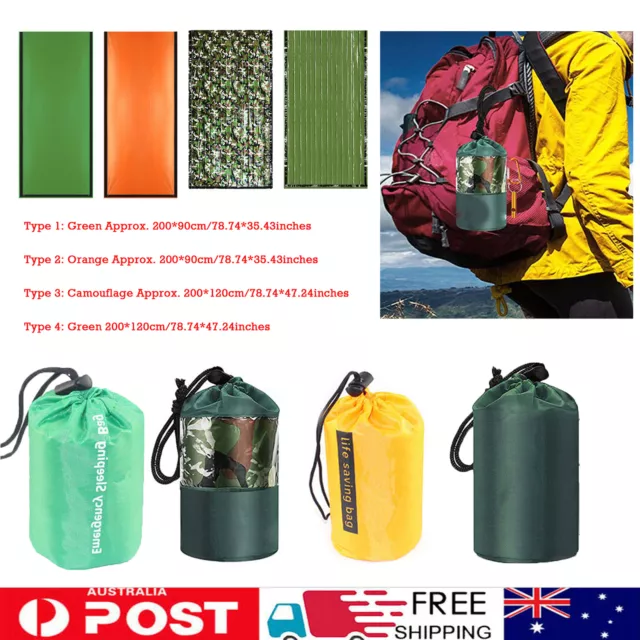 Camping Thermal Sleeping Bag Emergency Survival Hiking Blanket Gear Kit Outdoor