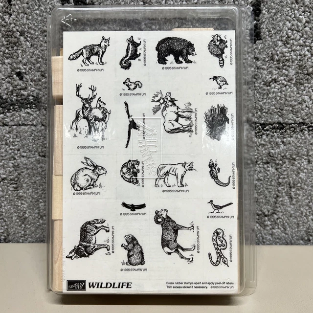 20pcs  Stampin Up Wood Stamp Set WILDLIFE 1995 Complete Set! Unmounted!