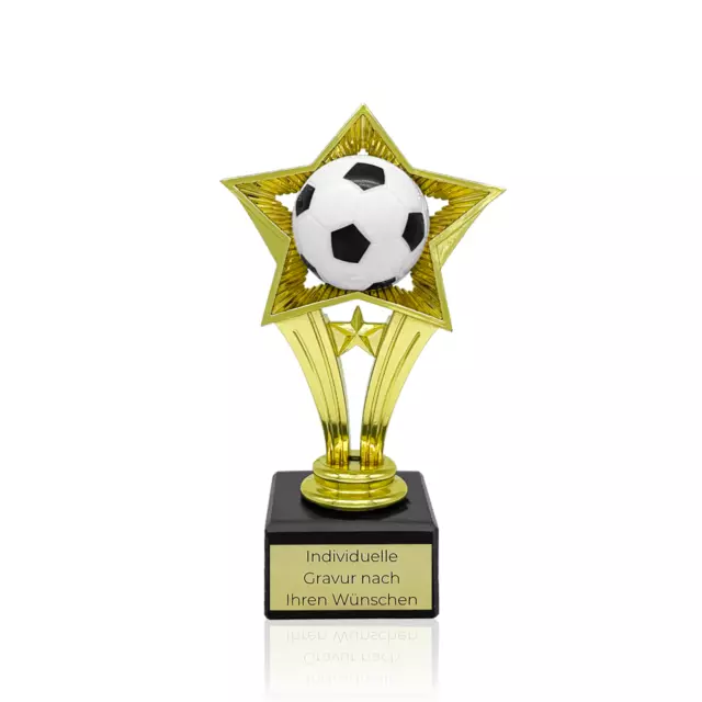 Fußball Pokal Gravur Stern 16cm mit Wunschtext Turnierpokal Fussball mit Gravur