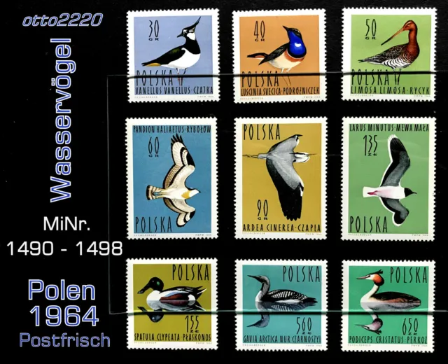 Polen 1964, MiNr. 1490 - 1498; "Wasservögel", Postfrisch