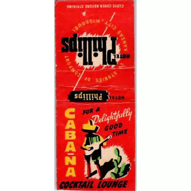 Cabana Cocktail Lounge Kansas City MO Advertising Matchbook Cover SA9-M1