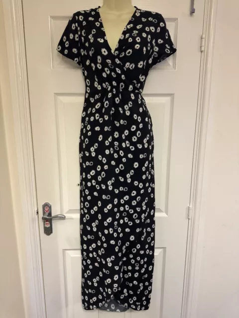 Seraphine Maternity Maxi Wrap Dress Womens Size Uk 10 Black With Flower New