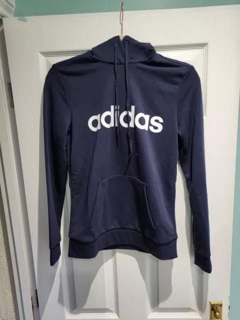 Adidas Womens Hoodies Hoody Linear Ladies Pullover Hoodie BNWT Size XS Navy Blue