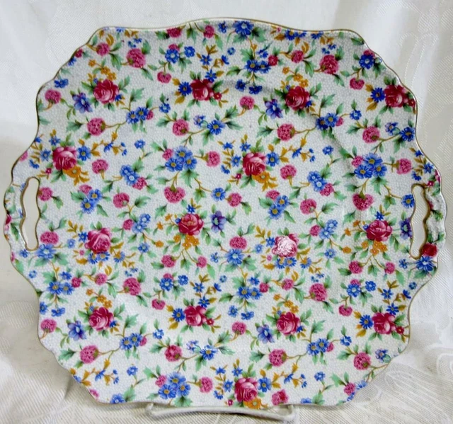 Royal WInton OLD COTTAGE CHINTZ  2 Handle COOKIE PLATE   11" x 9 3/4"   NICE!!