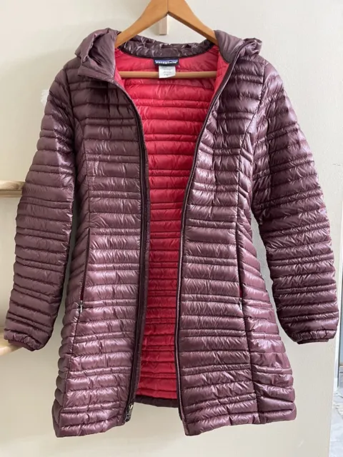 Womens PATAGONIA Whiskey Plum Red Goose Ultralight Down Fiona Parka Jacket Small