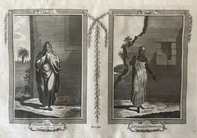 1782 Women Of Morocco Original Antique Copper Plate Engraving