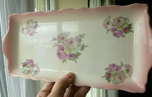 James Kent.Old Foley. Pink Blush. Cabbage Roses. Dressing Table .Sandwich Tray