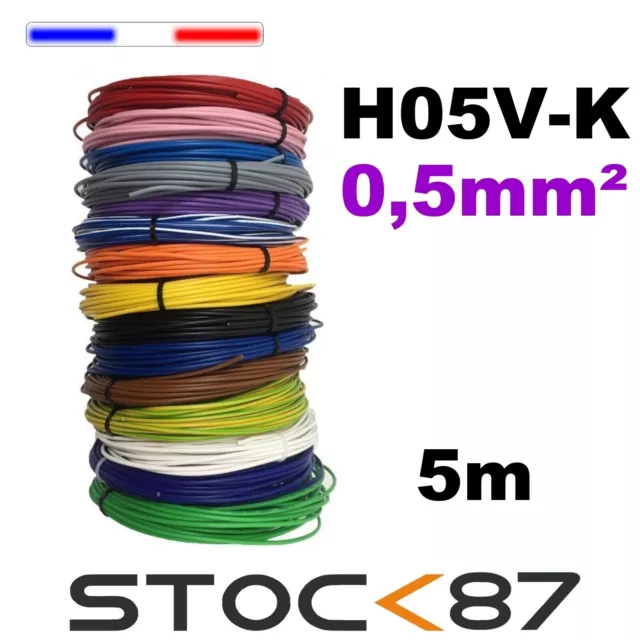 fil de câblage souple H05V-K 0,5mm² - 5 m plusieurs couleurs au choix