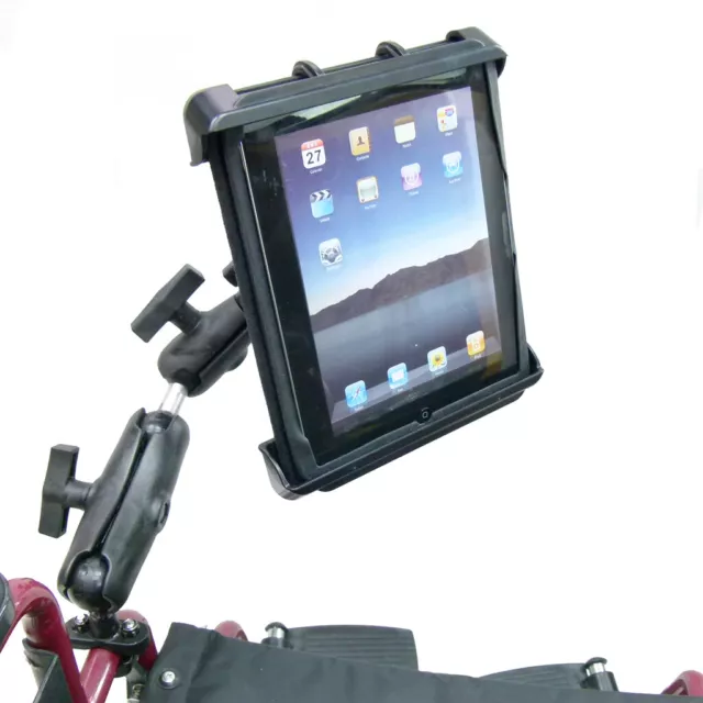 Extended Wheelchair Rail Mount & Heavy Duty Tablet Holder for iPad 1 2 3 4