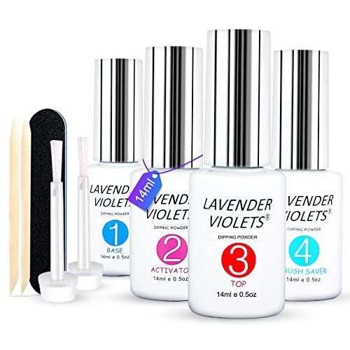 Juego de líquido de gel en polvo de inmersión con base activadora gel superior y protector de cepillo 0,5 oz/B...