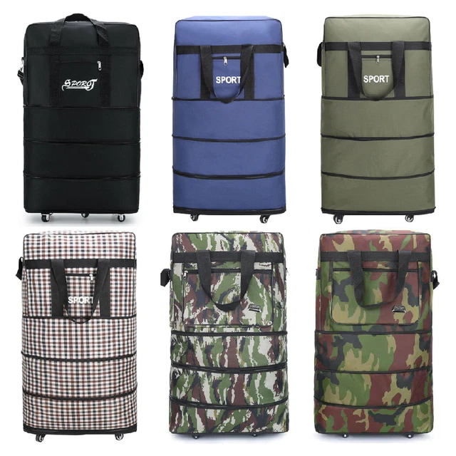 3-Layer Expandable Rolling Duffle Bag Wheeled Luggage Foldable Suitcase 32" 42"