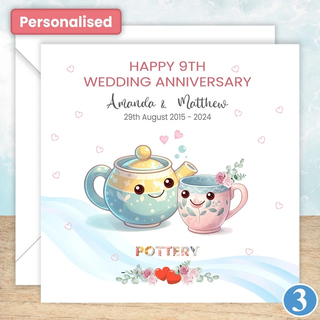 PERSONALISED 9TH POTTERY Wedding Anniversary Card Happy Husband
