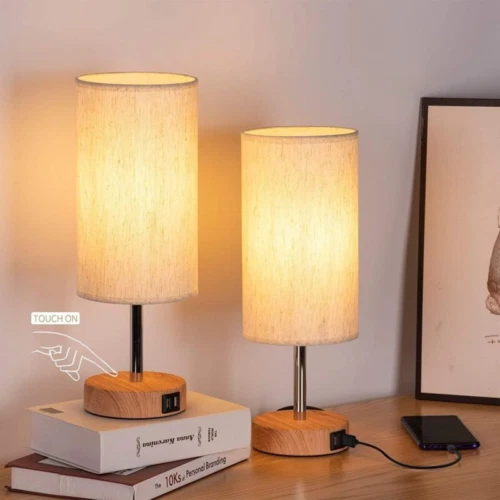 Yarra-Decor Lampade da letto con porta USB - Lampada da tavolo controllo touch per...