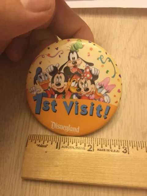 Vintage Button 1st Visit To Disneyland Mickey Mouse Minny