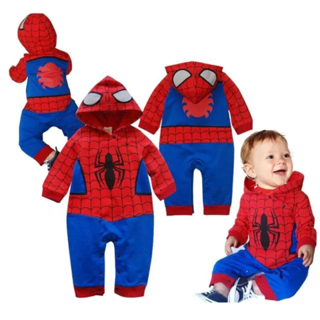 Kids Boys Toddler Baby Spiderman Party Costume Super Hero Cosplay Romper Clothes