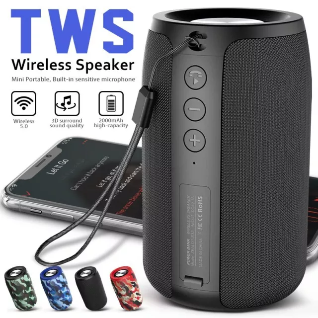 Portable Wireless Bluetooth Speakers Stereo Bass Outdoor Radio USB TF FM Radio