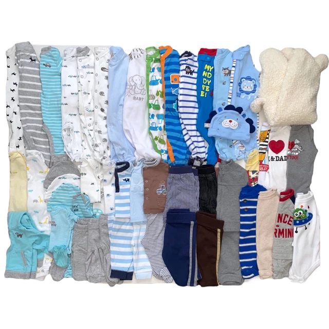 Baby Boy Winter-Spring Clothes Lot Bodysuits Pants Pajamas Outfits Size NB /0-3M