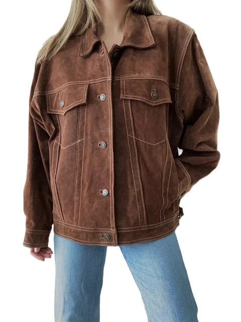 Veste Femme Devernois En Cuir D'agneau – Marron – Taille 40 – Neuve Avec étiquettes – Qualité Nappa