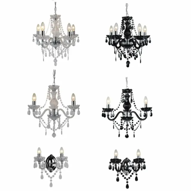 Marie Therese 2 3 & 5 Ceiling Light Acrylic Chandelier & Wall Clear Black