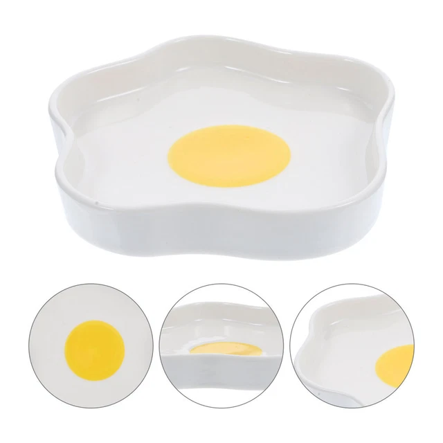 Bandeja para bocadillos de bistec plato de cerámica huevos cazados furtivamente platos de cerámica dibujos animados
