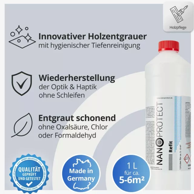 Nanoprotect Refit | Profi Holzentgrauer | Holzreiniger | Holz Aufheller 3