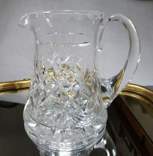 Lovely Vintage Webb Crystal Heavy Base 1.5 Pint Jug / Pitcher Marked On Base MD