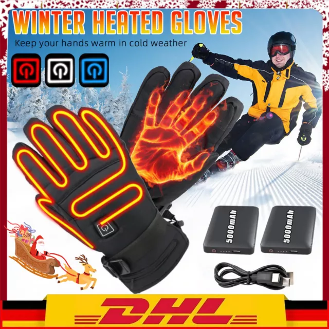 USB Akku Winter Warm Beheizte Handschuhe Motorrad Elektrische Heizhandschuhe x1