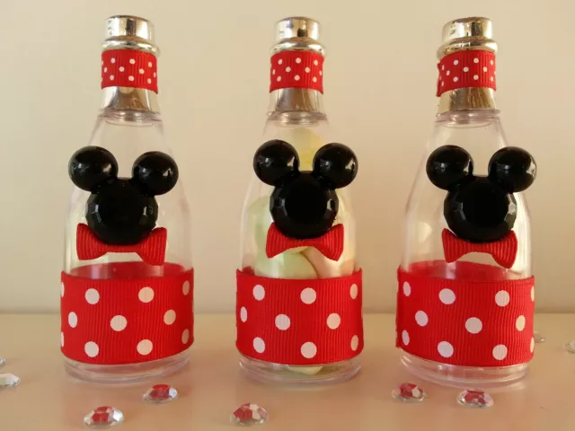 12 Mickey Mouse Fillable Champagne Bottles Baby Shower Favors Prizes Games Decor