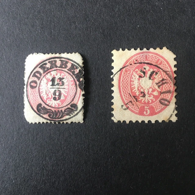 Briefmarken Österreich Mi.26 sowie Lombardei und Venetien Mi.21 