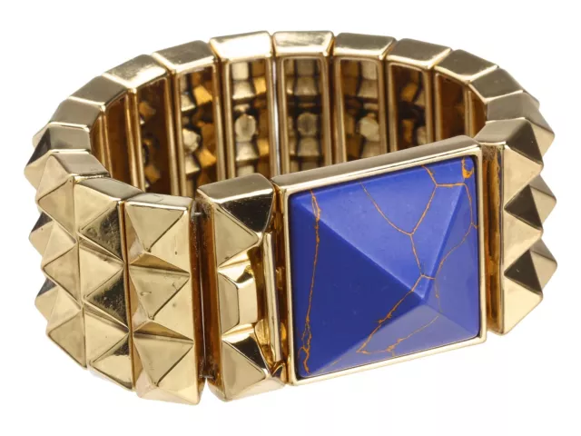 House of Harlow 1960 Nicole Richie Pyramid Bracelet in Gold/Lapis