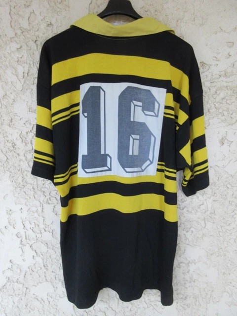 Maillot rugby BEZIERS porté n°4 cousu vintage shirt rare LNR taille 7