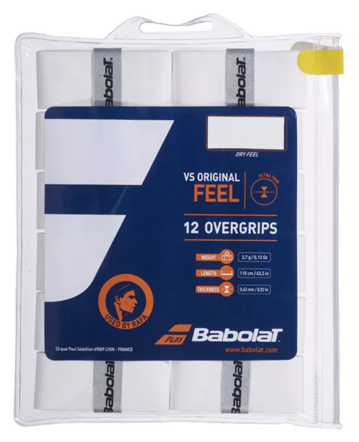 Raquette de tennis originale Babolat VS Grip - Pack de 12 - Blanc