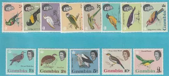 Gambia 1963 ** postfrisch MiNr. 170-182 Vögel Gummifehler