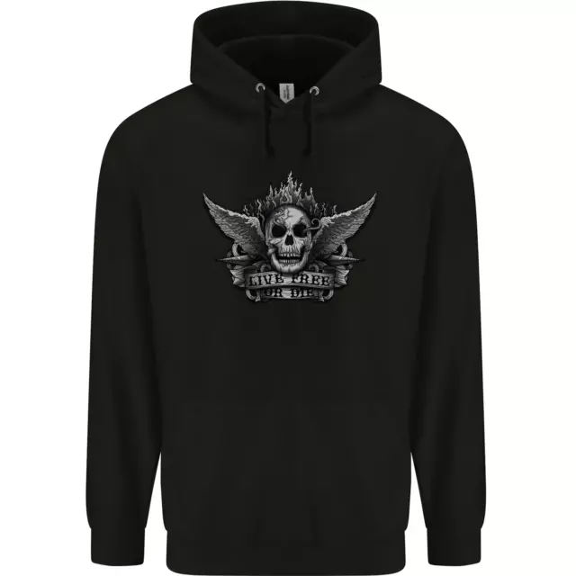 Skull Live Free or Die Mens 80% Cotton Hoodie
