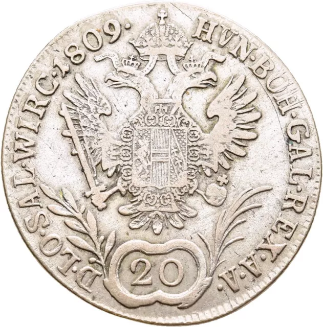 FITZ Österreich Franz II.(I.) 1792-1835 20 Kreuzer 1809 A Wien Silber °TCH158