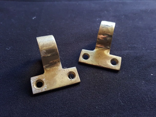Pair of Reclaimed Antique Brass Victorian Sash Lifts Window Furniture (ER209)