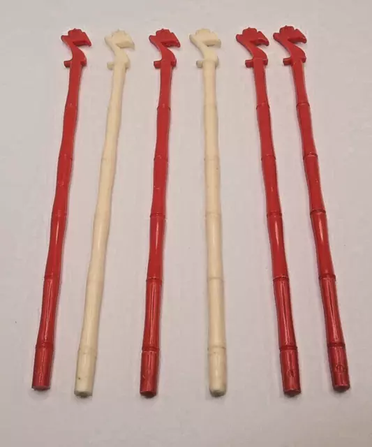 Seagram 7 Drink Stirrers Set of 6 Swizzle Sticks Barware Vintage MCM Red White