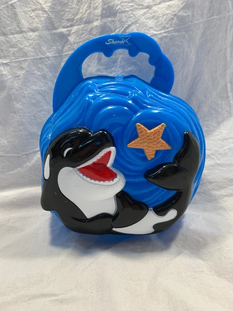 SEAWORLD SHAMU LUNCH Box Tote Purse Pail Blue Plastic 2006 Whale