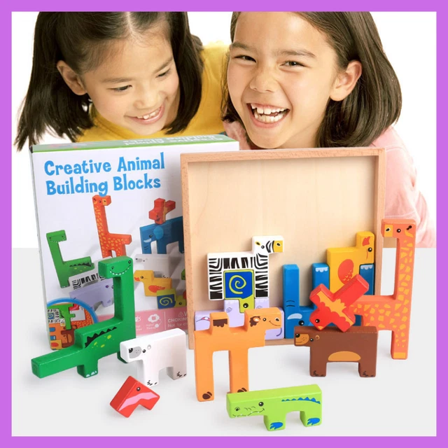Animal Puzzle Cube Wooden Toy Creative Educational Jigsaw Gift for Children New