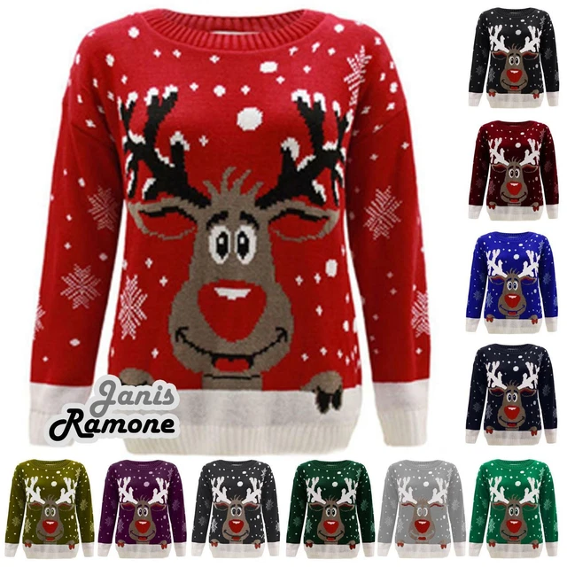 Capretti Ragazze Ragazzo Renna Natale Jumper bambini Retro Inverno Xmas Maglione