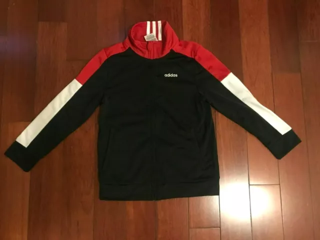 Adidas Boys Size 7 Black/Red Zip Front Jacket & Jogger 2 Piece Set