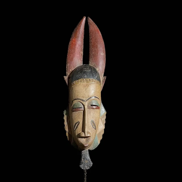 Vintage Hand Carved Wooden Tribal African Art Face Guro Mask Handmade-7893