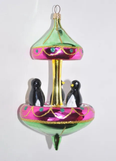 1994 Christopher Radko "Tuxedo Carousel" Penguin Ornament Rare 94-245-0